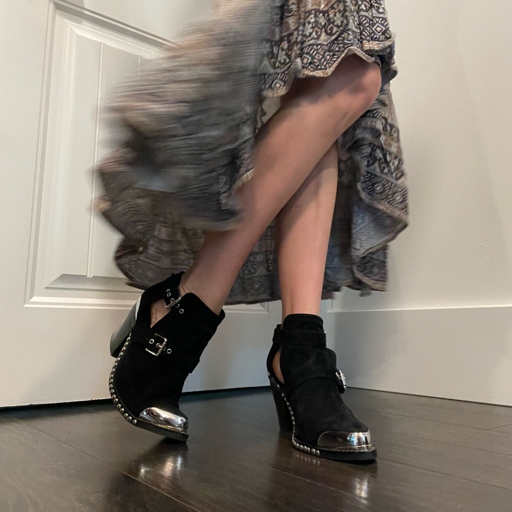 JEFFREY CAMPBELL moto-inspired block heel ankle boot